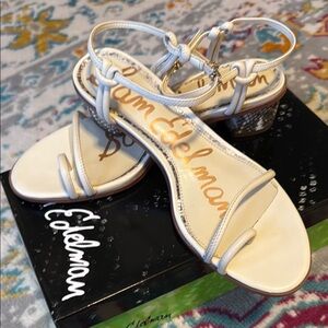 Sam Edelman Ivory Sandals with Snake print Leather